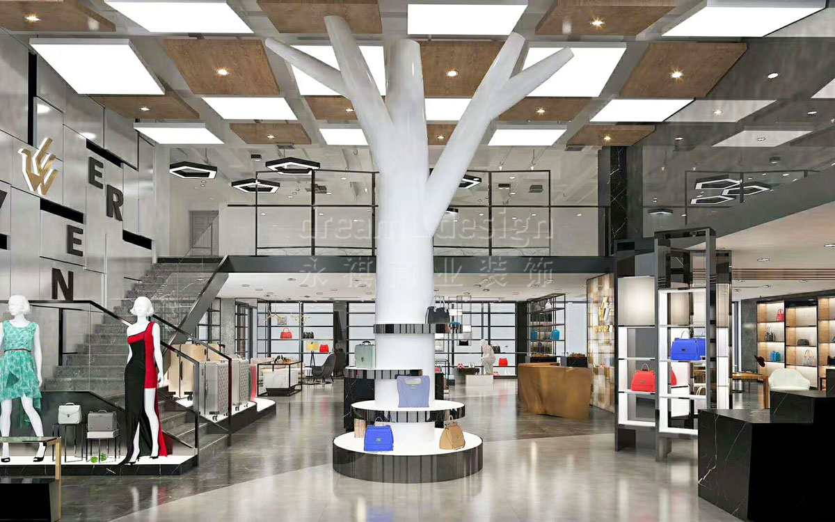 長沙溫爾皮具店裝修設(shè)計(jì)效果圖_長沙高橋皮具店裝修_長沙裝修公司_永祺商業(yè)裝飾